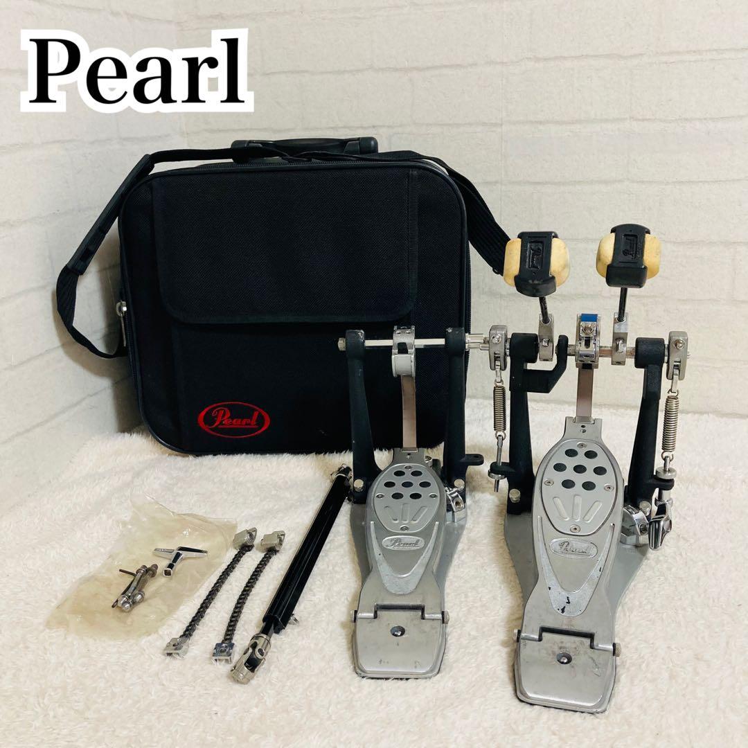Pearl ツインペダルPー1002エリミネーター シングルチェーン　ケース付き Pearl P-1032 BlackEliminator Solo Black Double PedalDouble Chain