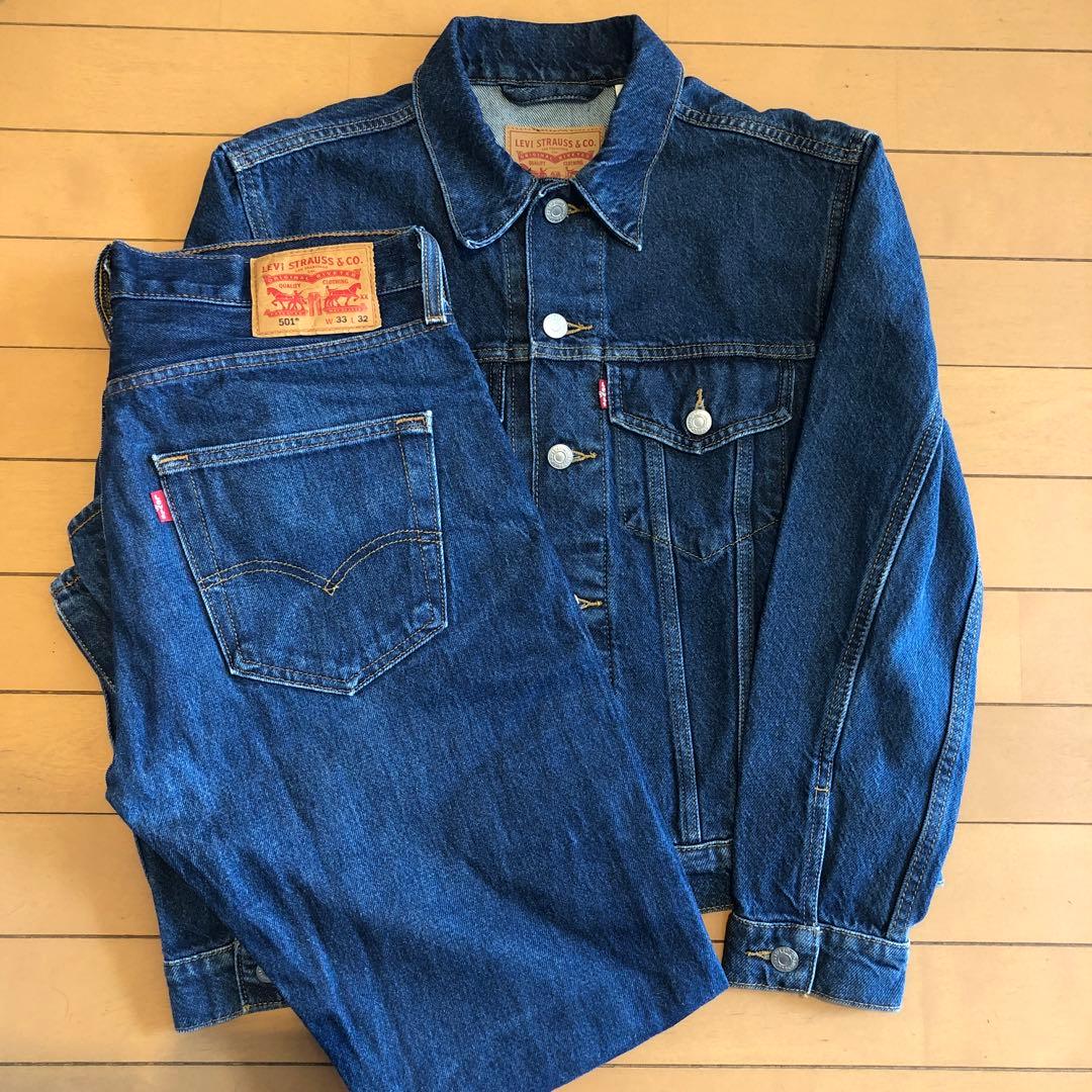 リーバイス 濃紺 デニムセットアップ トラッカージャケット 501 - メルカリ