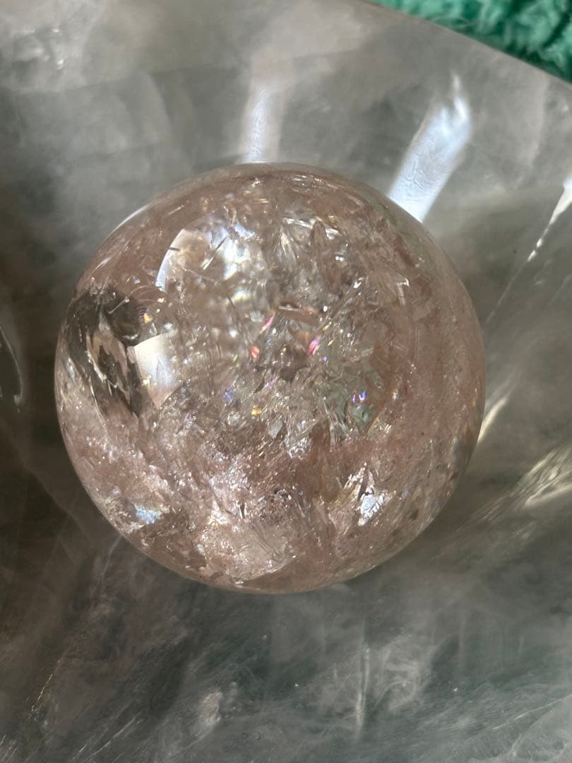 極上のピンクアゼツライト　ピンククォーツ　スフィア　4.54cm ギラギラ