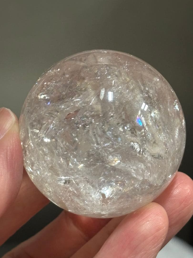 極上のピンクアゼツライト　ピンククォーツ　スフィア　4.54cm ギラギラ