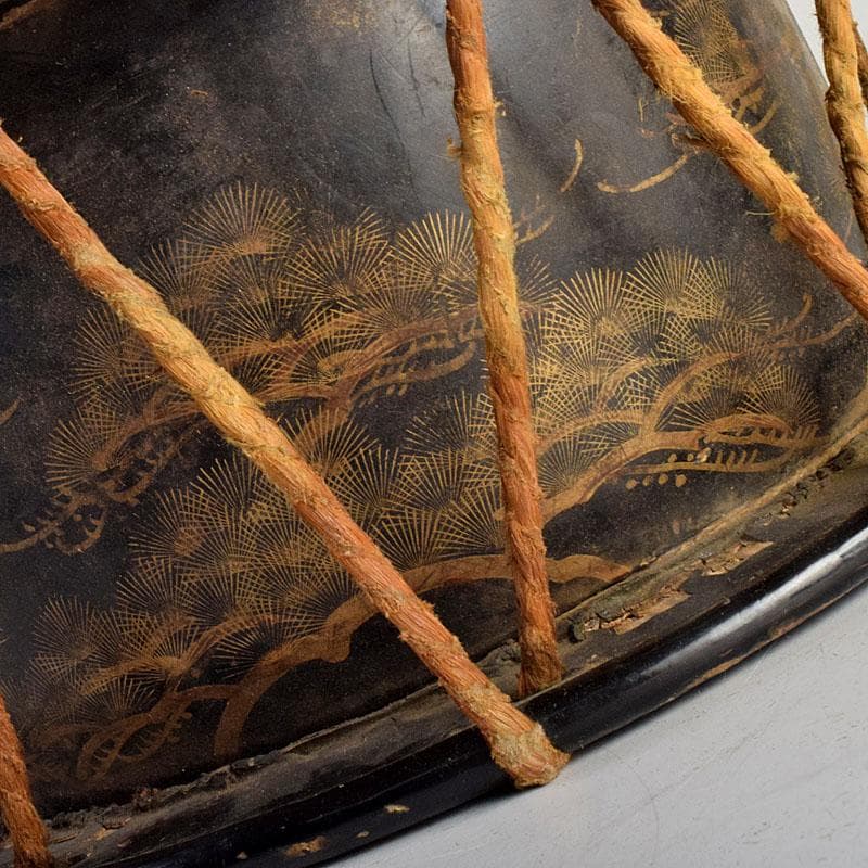 和楽器 和太鼓 日の出松鶴蒔絵 締太鼓 撥付 V R9351B