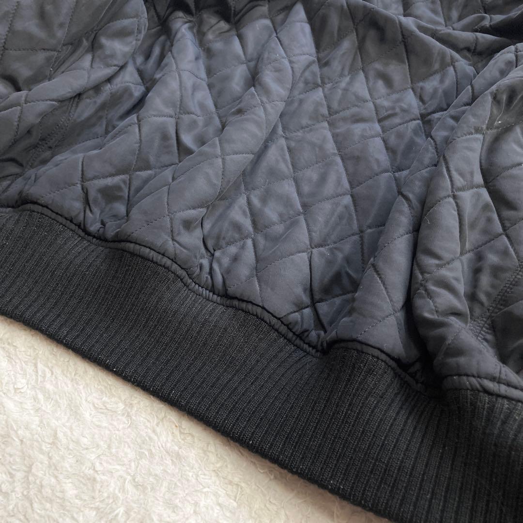 希少】JUNMEN スタジャン 袖レザー 牛革 背面デカロゴ キルティング 黒