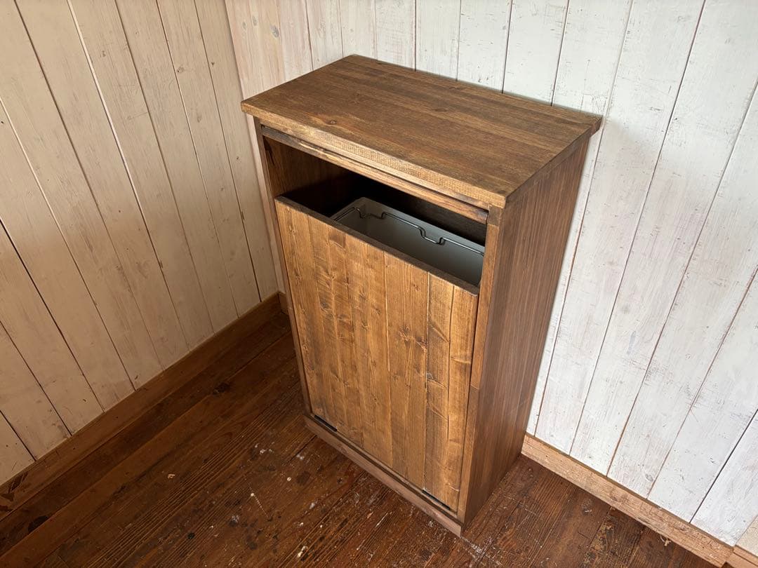 期間限定値下げ 30リットルパッタンゴミ箱 無垢材ハンドメイド家具 屋外用