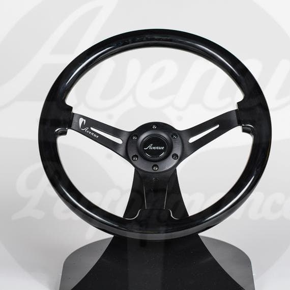 アベニューパフォーマンス　ブラックｘブラックスポーク　ステアリング　USDM　黒 アベニューパフォーマンス レザーxブラックスポーク ステアリング
