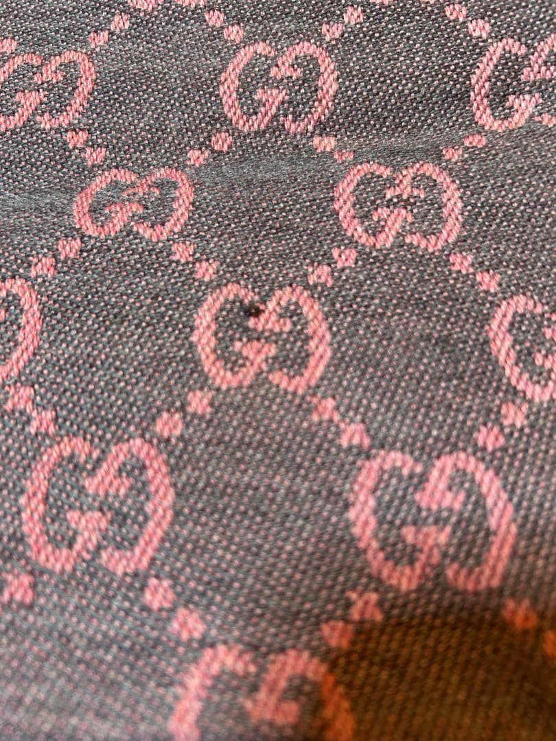 GUCCI リバーシブル ピンク グレー マフラー ストール