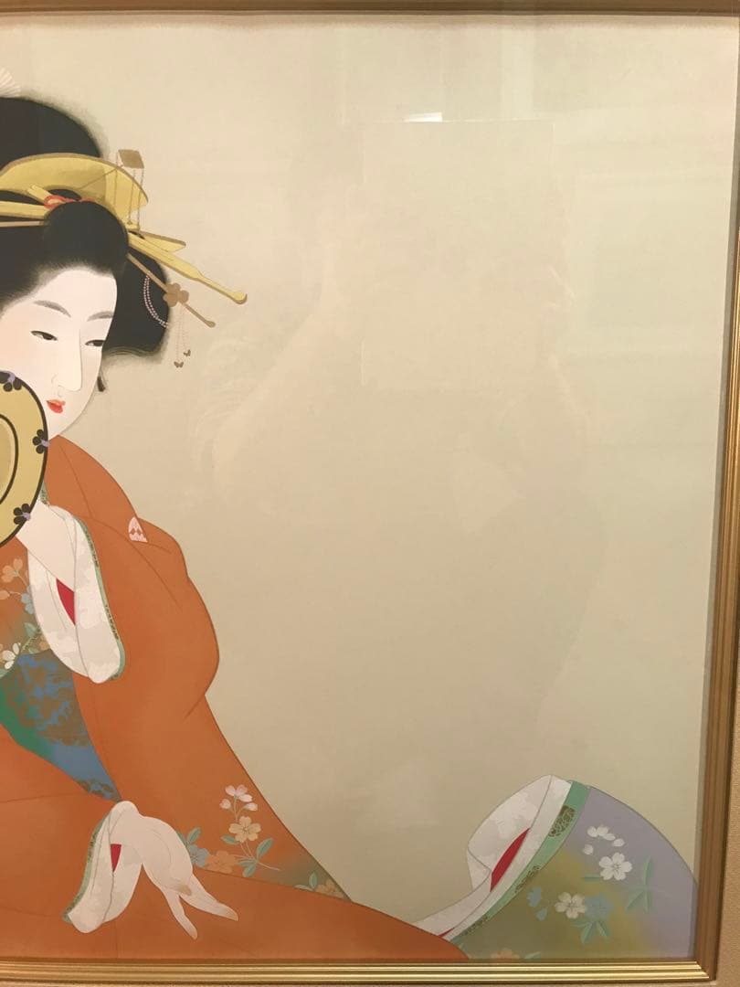 上村松園 「鼓の音」 シルクスクリーン 刷り込みサイン・作品証明