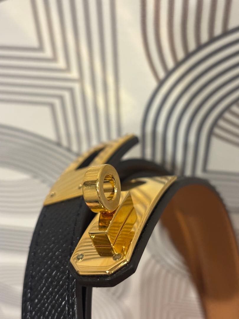 エルメス　ベルト 《ケリー》 18 ブラック黒　ゴールド　レディース