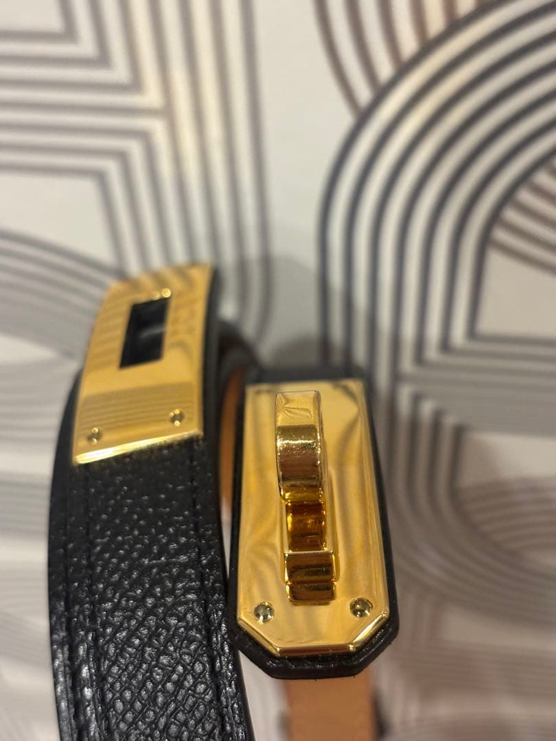 エルメス　ベルト 《ケリー》 18 ブラック黒　ゴールド　レディース