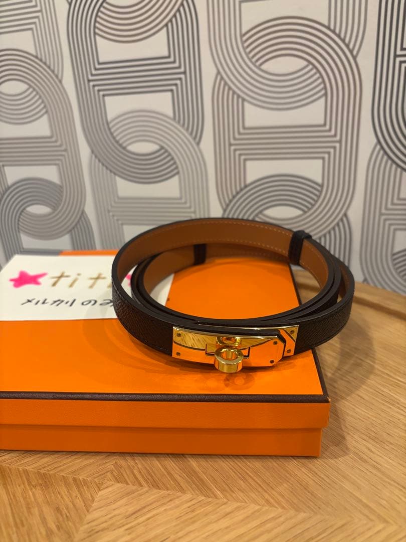 エルメス　ベルト 《ケリー》 18 ブラック黒　ゴールド　レディース