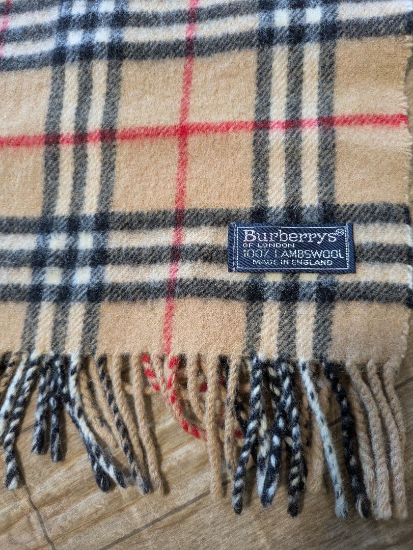 Burberry チェック柄 マフラー 100%ラムウール - メルカリ