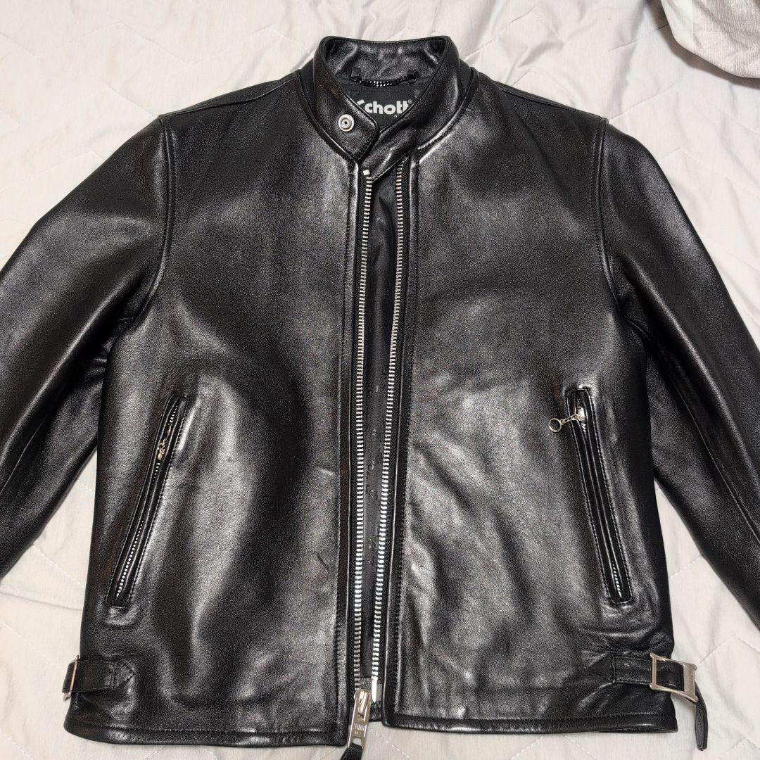 Schott ブラックレザー シングルライダースジャケット Schott N.Y.C（ショット） 革ジャン ライダース Schott/ショット
