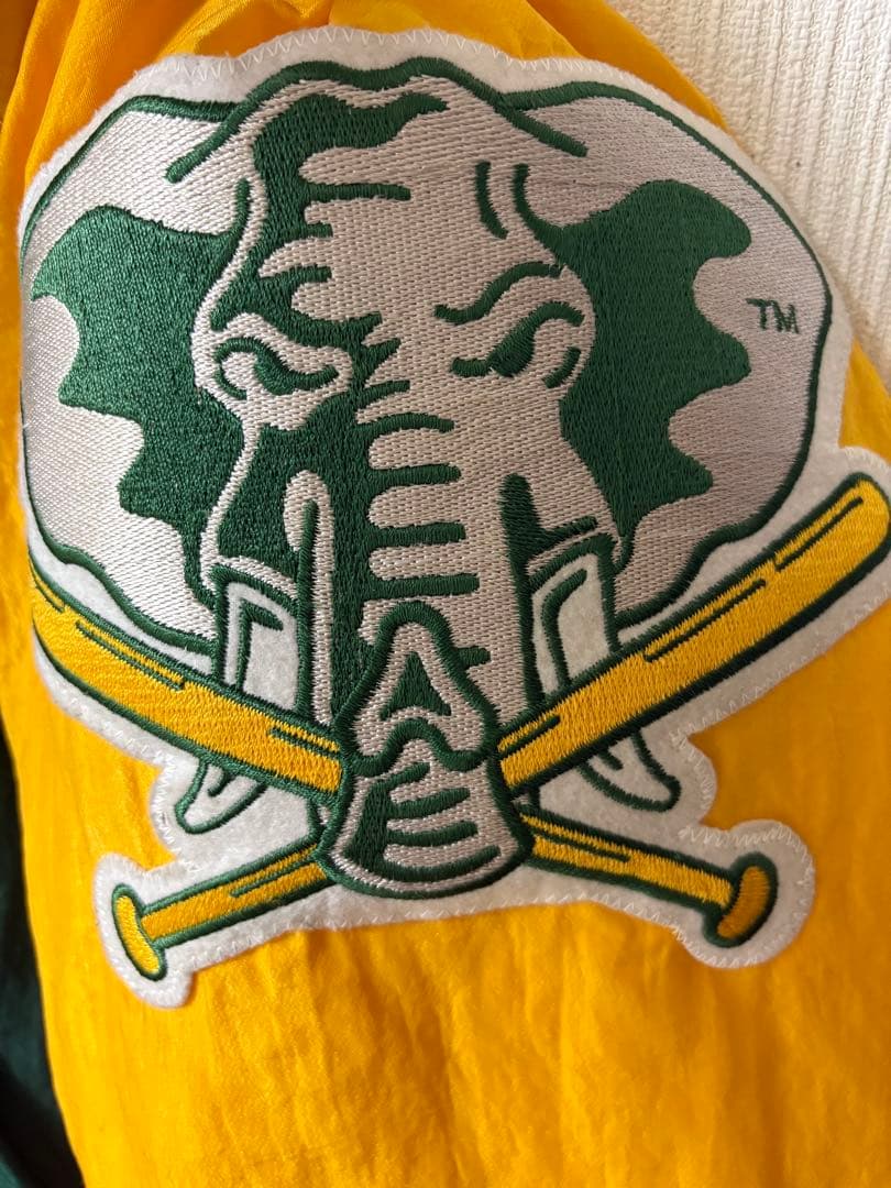 スターターMLB USA製 総刺繍 アスレチックス スタジャン 緑×黄 S