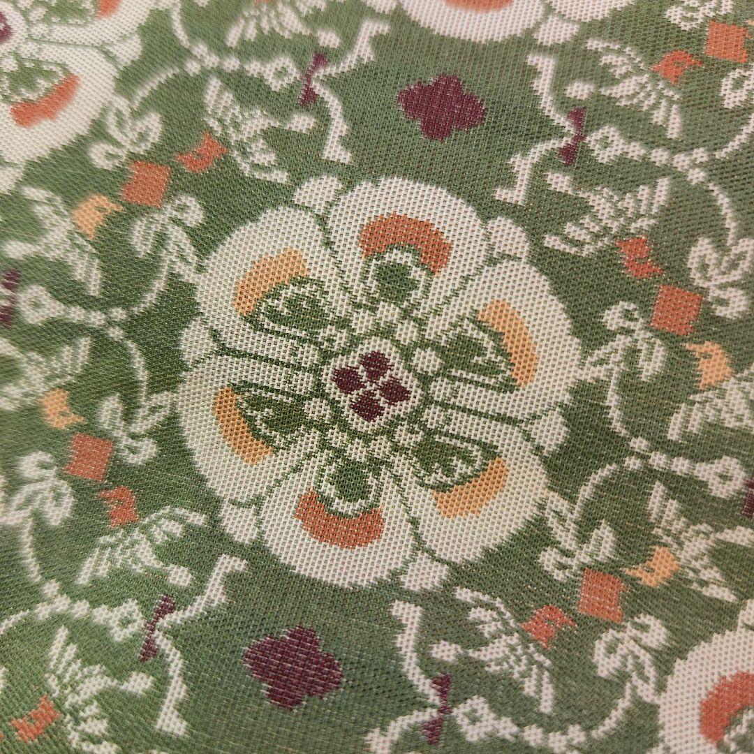 未使用 龍村美術織物 花鳥梅花文錦 テーブルセンター 緑 30×80 3