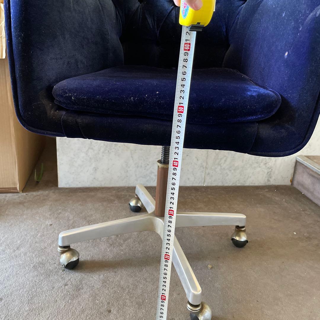 昭和レトロ ネイビー ベルベット ダイニングチェア