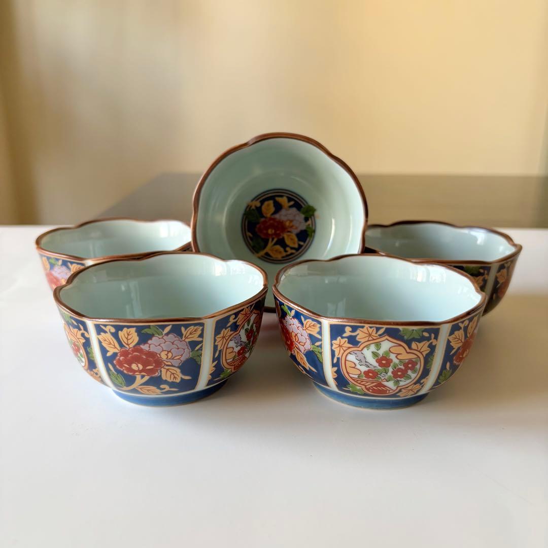 未使用品 有田焼 清秀 金襴手古伊万里 小鉢 5客セット 皿 和食器