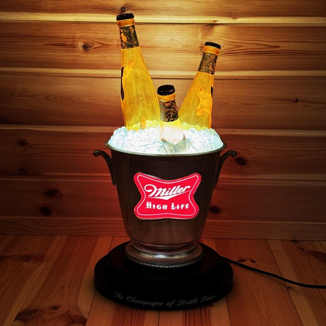 MILLER HIGH LIFE BEER ビール ライトサイン ミラー 回転 Miller High Life (ミラー ハイライフ) ダイカットエンボスメタル