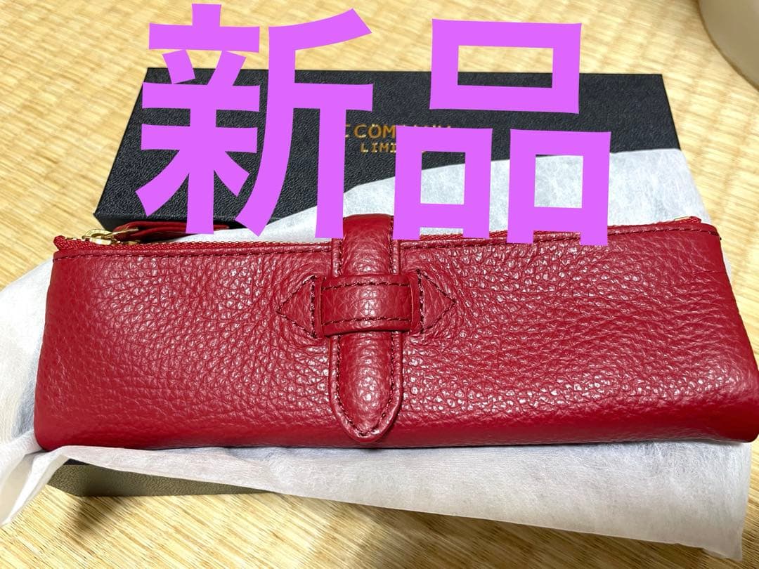 ルポペンケース　レッド　限定 ルポ・ペンケース 1本差し ファスナー イタリアンレザー使用
