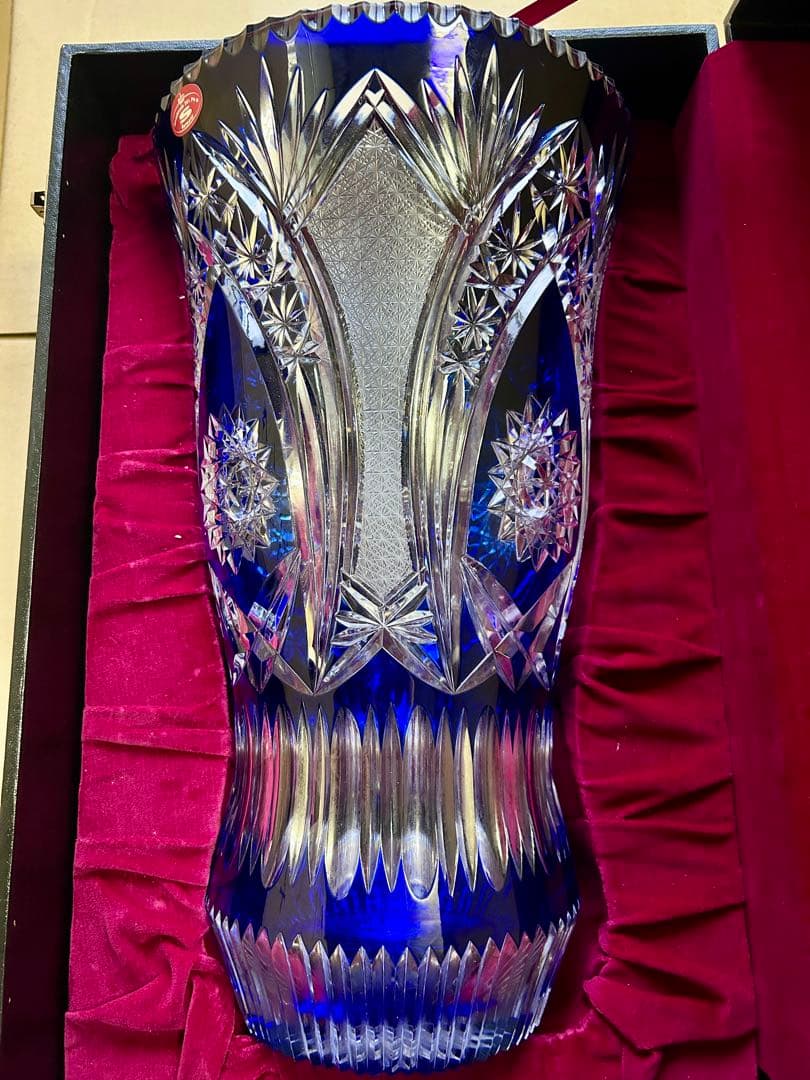 ドイツ クリスタルガラス花瓶 色披 大型 高さ約40cmの通販はau PAY