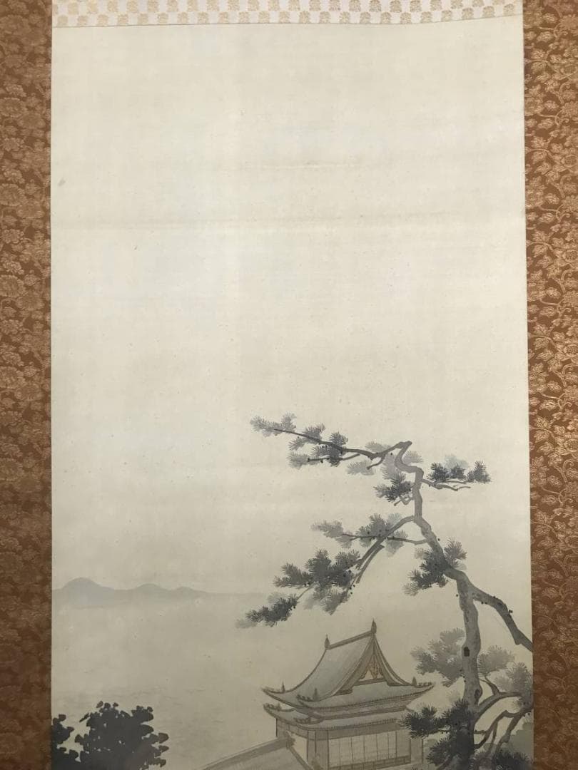 模写】橋本雅邦/早春図/山水人物図/掛軸/名家伝来/AB-766