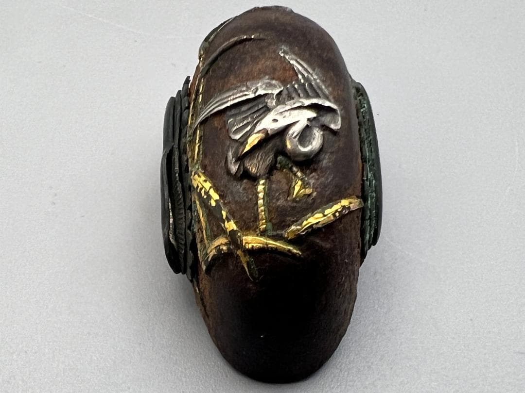 海】江戸明治期 日本刀装具 獅子 蝦図 金象嵌 縁頭 3点