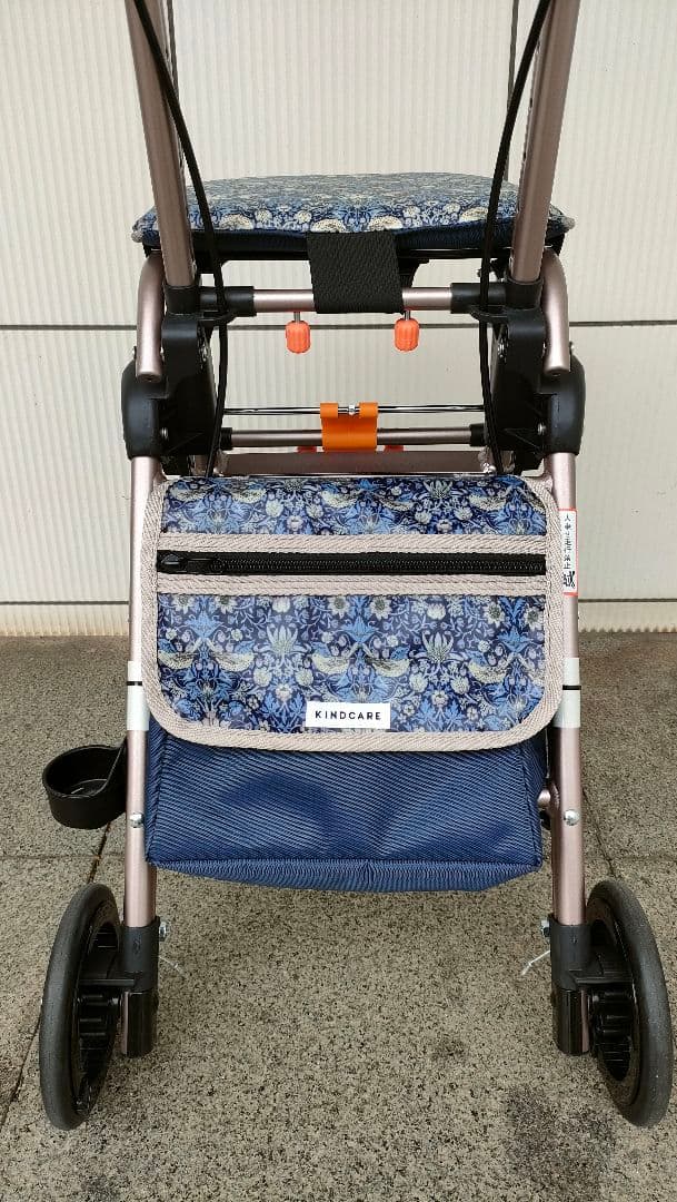 折りたたみ式シルバーカー ネイビー花柄