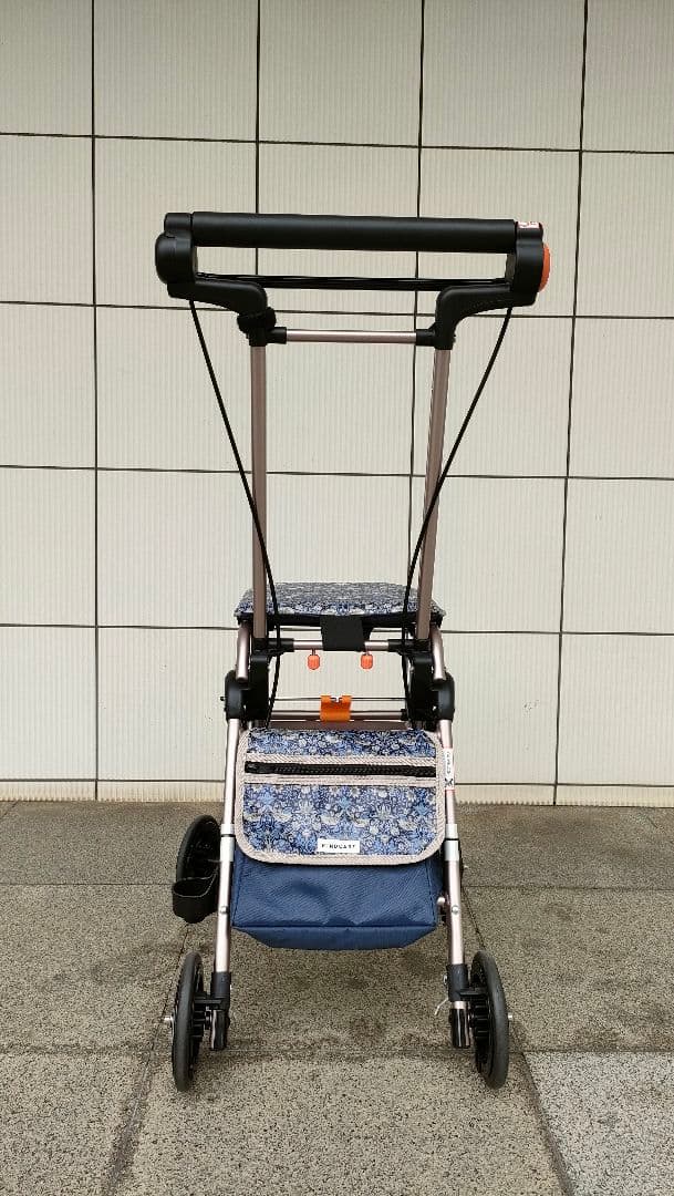 折りたたみ式シルバーカー ネイビー花柄