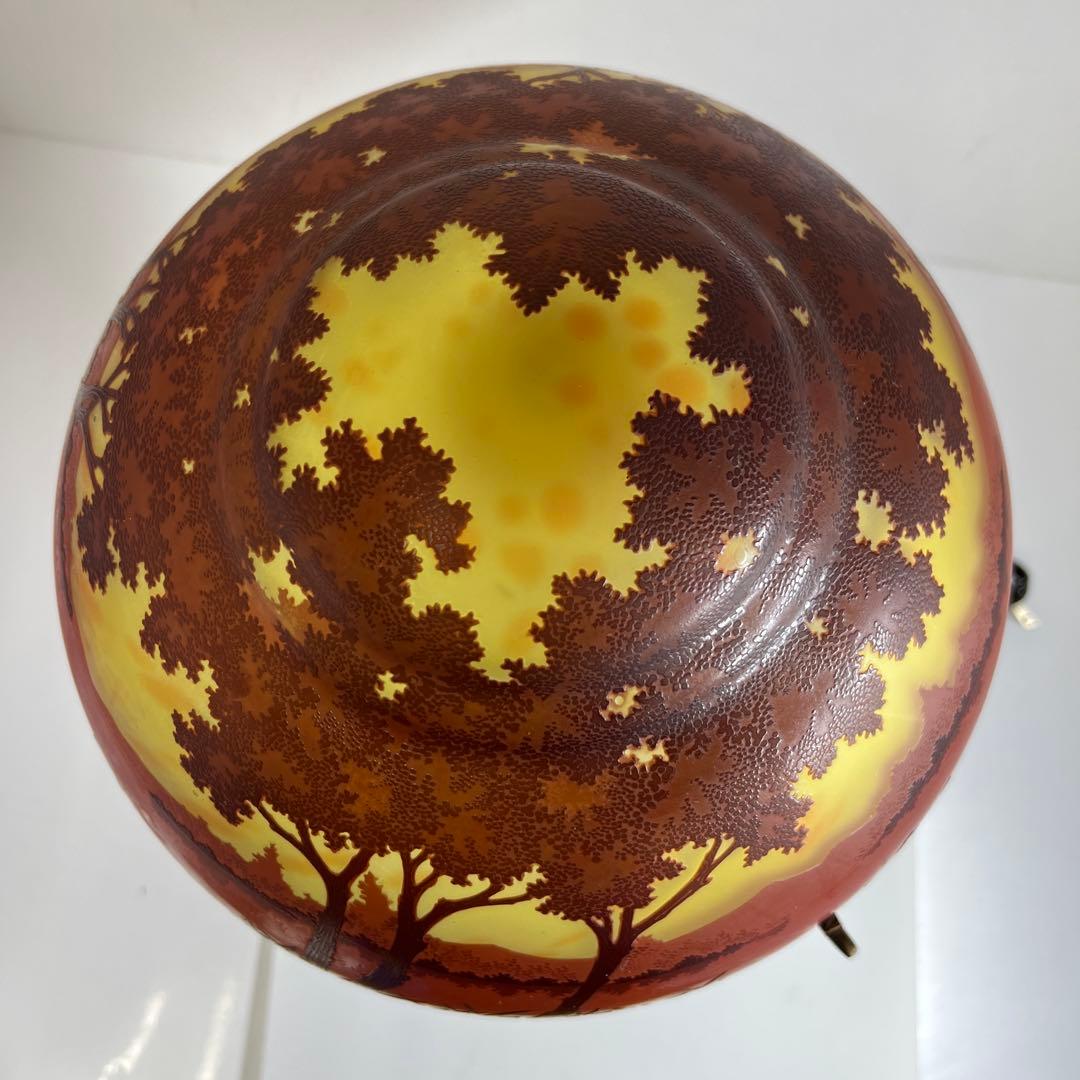 Ungureanu 湖水風景文 酸化腐食彫 大ランプ 高さ46㎝化粧共箱