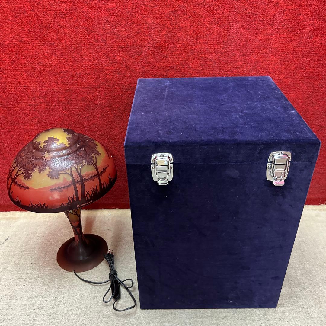 Ungureanu 湖水風景文 酸化腐食彫 大ランプ 高さ46㎝化粧共箱