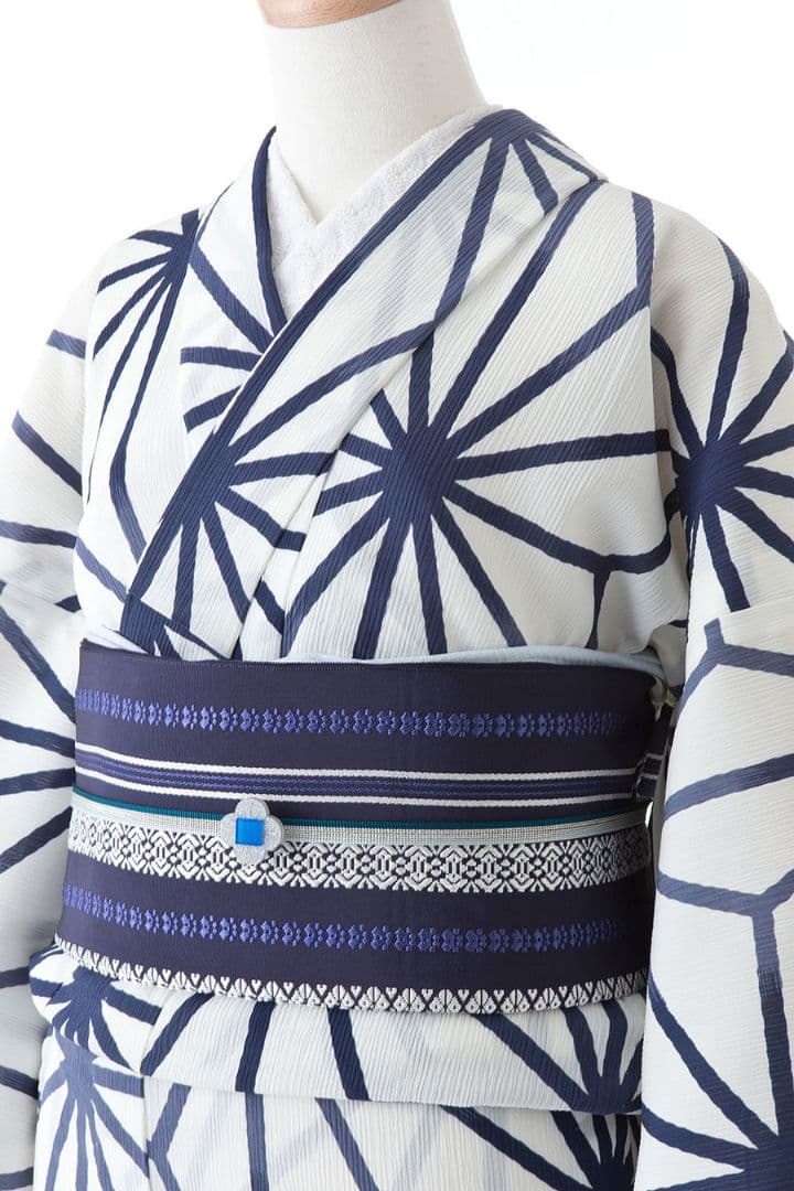 撫松庵 お仕立て上がり浴衣 麻の葉 セオ楊柳 オフシロ 未使用・タグ