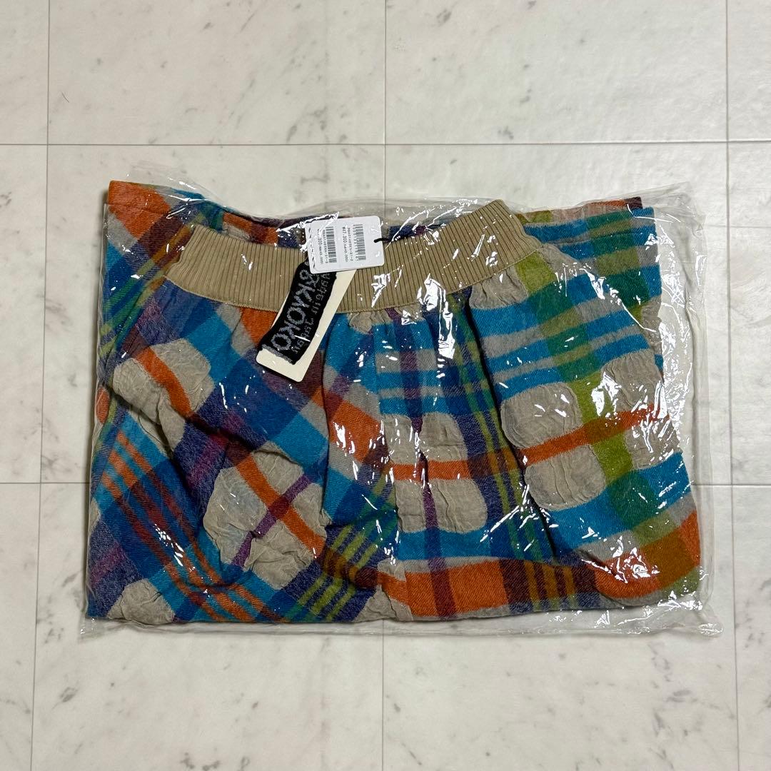 未使用タグ付 M.&KYOKO フレアスカート コットンウールチェック ガーゼ