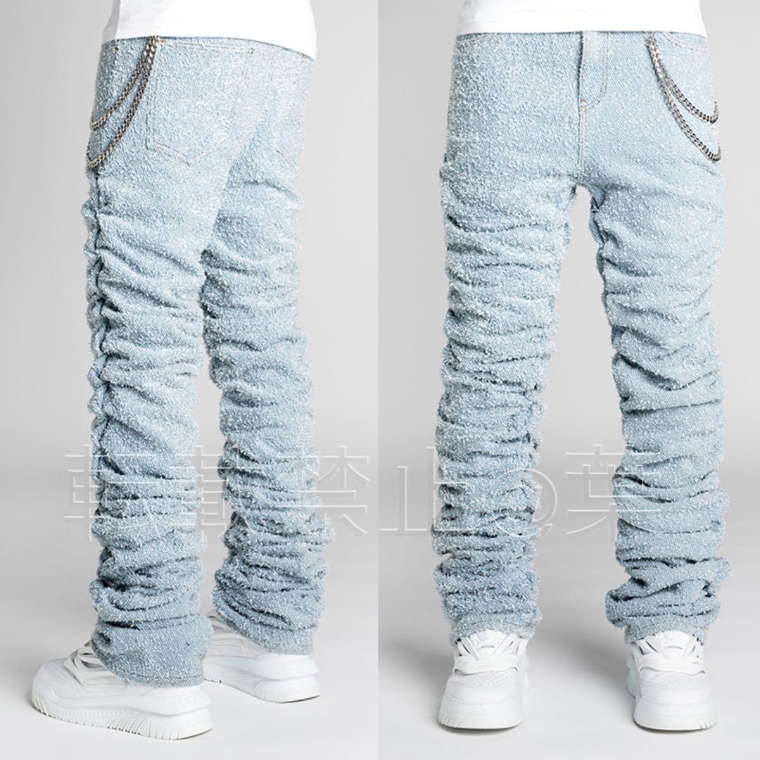 グアピ GUAPI スカイブルー スーパースタックデニム 新品 チェーン付