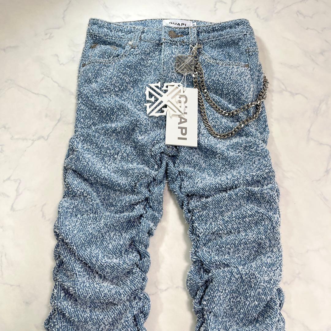 グアピ GUAPI スカイブルー スーパースタックデニム 新品 チェーン付