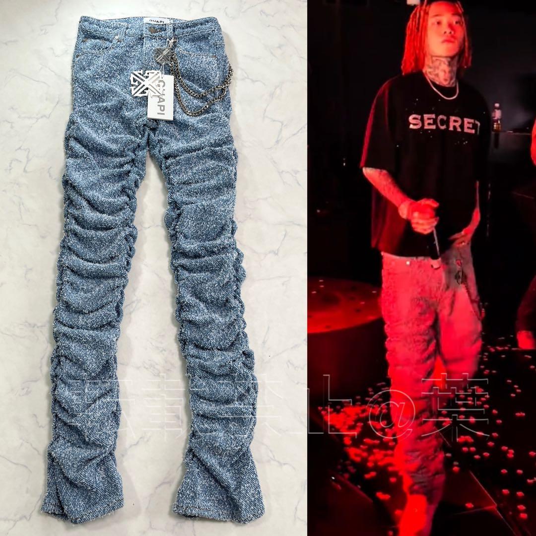 グアピ GUAPI スカイブルー スーパースタックデニム 新品 チェーン付