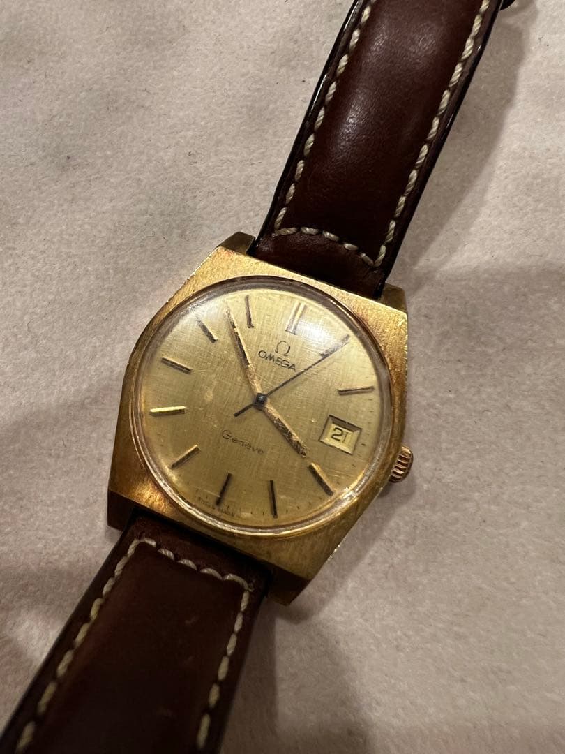 【中古】OMEGA Geneve 136.0049 デイト付 手巻き GOLD Vintage Omega 136.0049 Genève, 1972, 35 mm | Marcels Watch