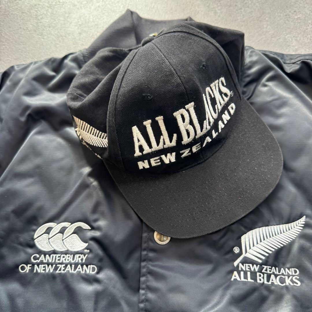 極美品 CANTERBURY オールブラックス スタジャン XL キャップ付き