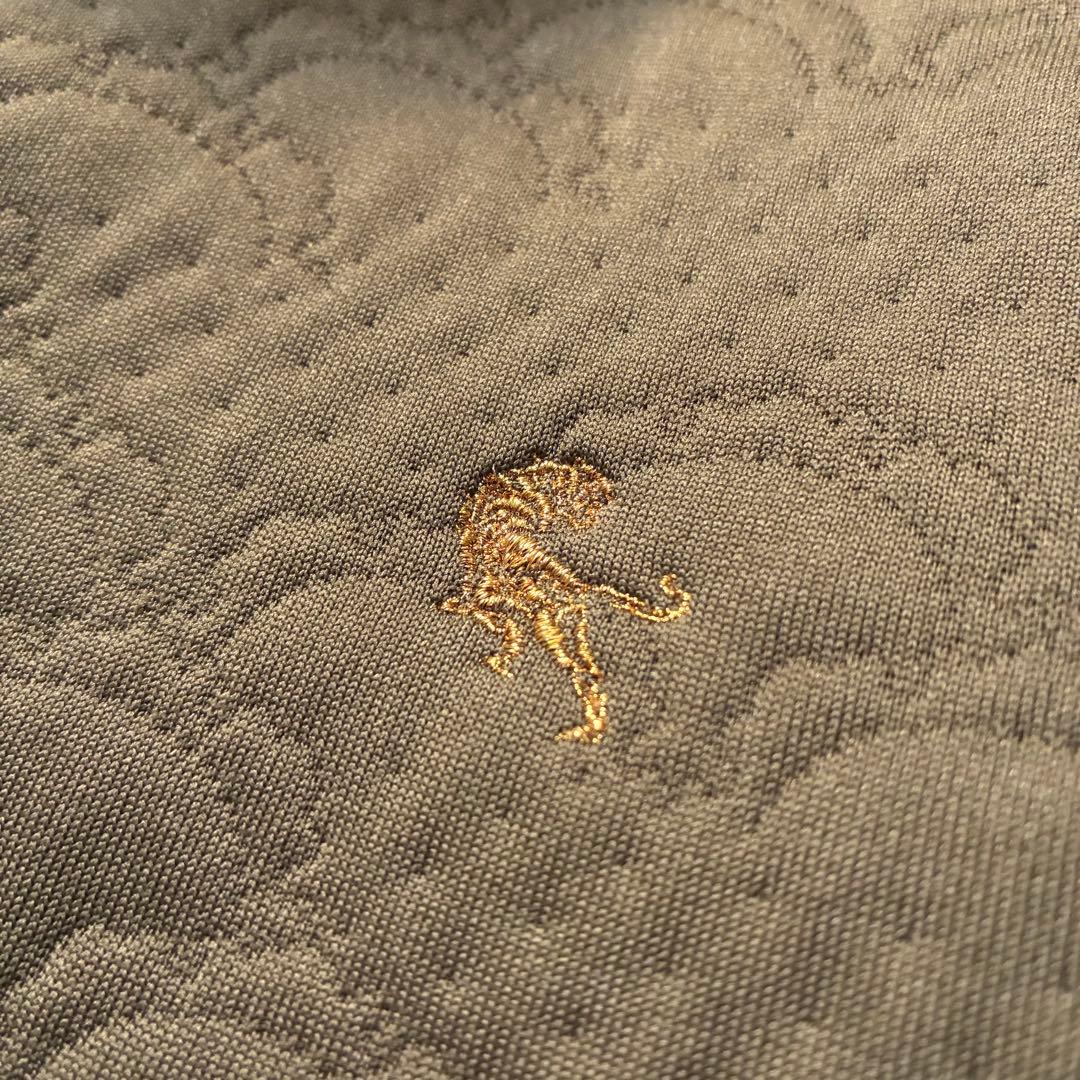 古着 Onitsuka Tiger 総柄 トラックジャケット 金刺繍 L カーキ