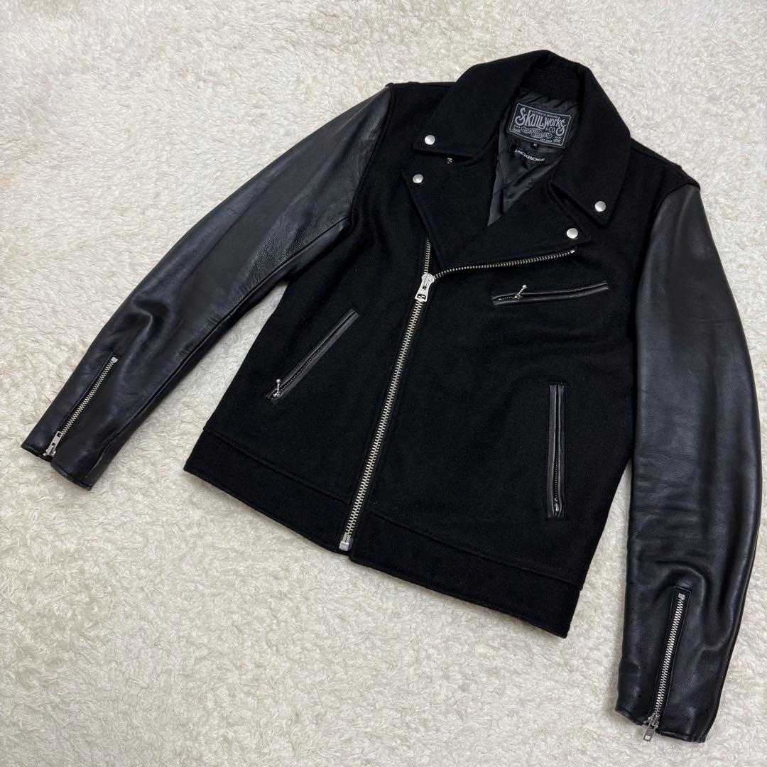 スカルワークス ジャックローズ スタジャン コラボ リアルレザー ブラック 刺繍 中古・古着通販】JACKROSE VINTAGE (ジャックローズヴィンテージ