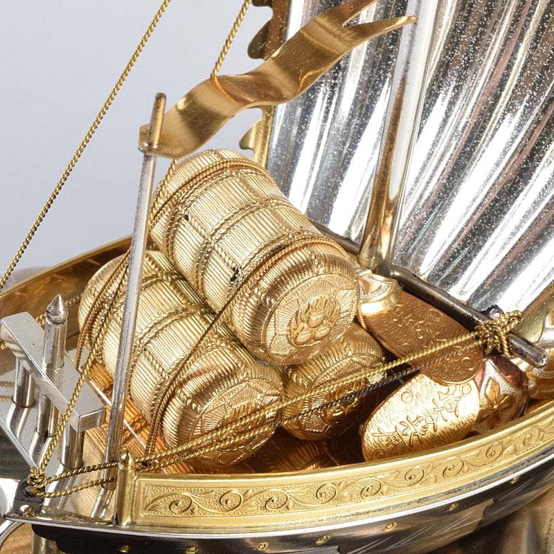 関武比古造 銀製 STERLING980 宝船 大阪尚美堂木箱 F R9406H