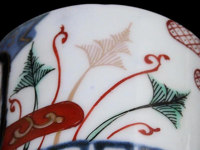 古伊万里 色絵 窓絵 薊に羊歯の図 蕎麦猪口 C221A-CZw - メルカリ