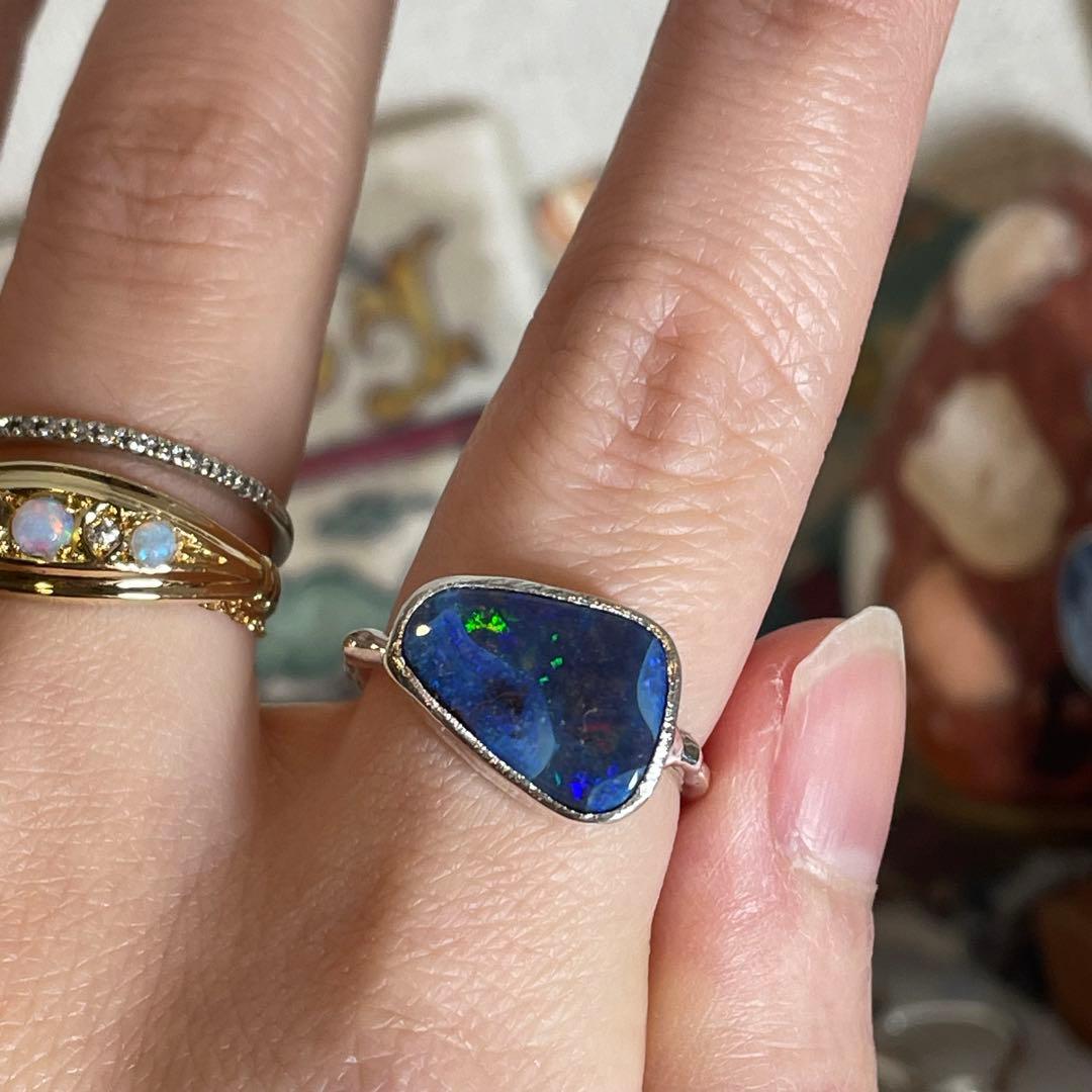 ハンドメイド　シルバー925 　シルバーリング ボルダーオパール Australian Boulder Opal Ring ボルダーオパールのリング silver925