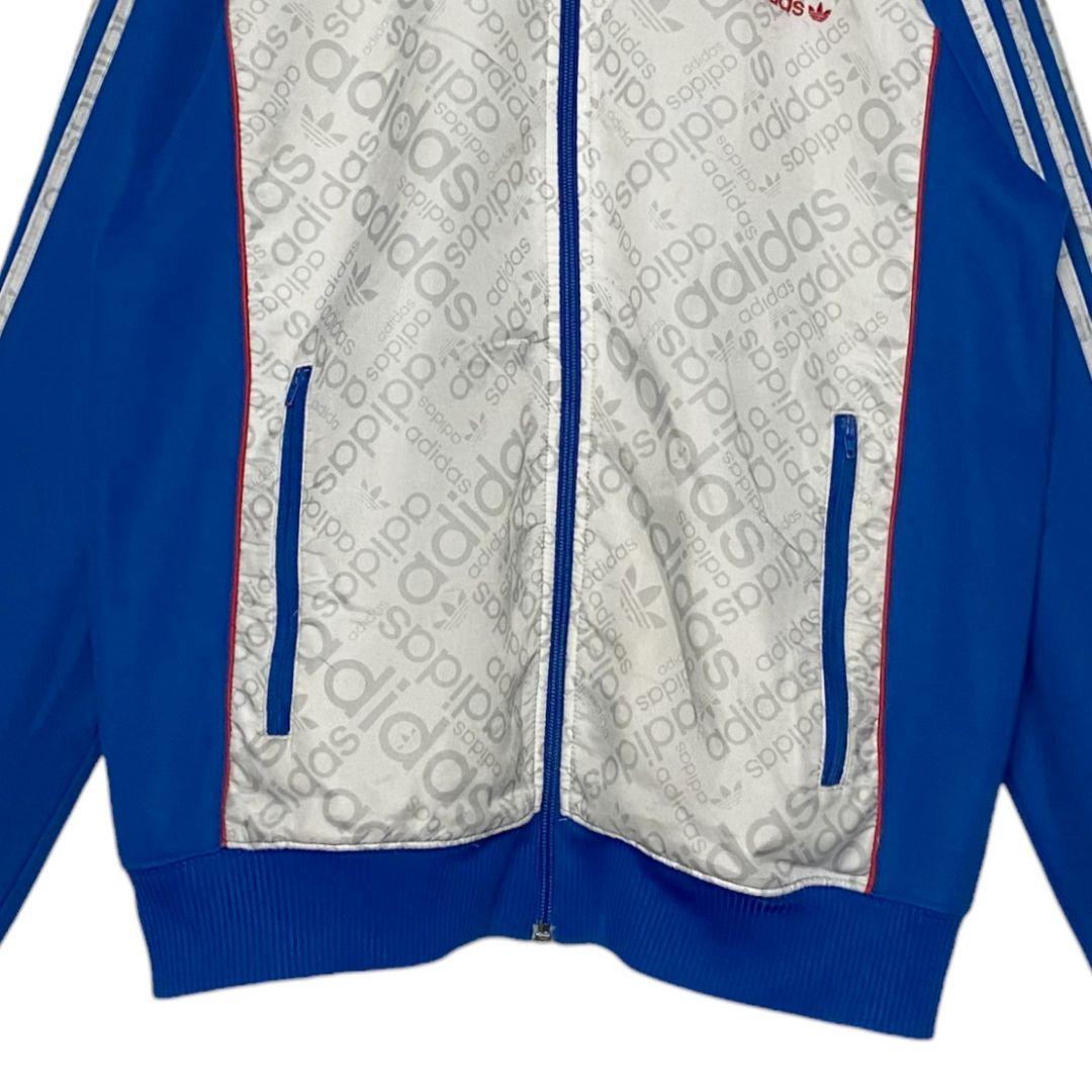 00s USA古着 アディダス トラックジャケット 青✕白 L ジャージ y2k