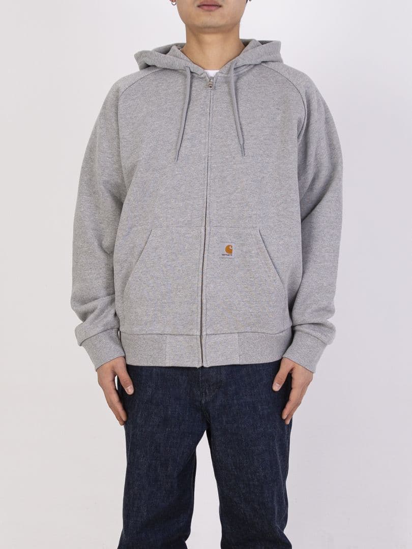 カーハートWIP ジップパーカー フーデッドスクエアラベルジャケット L