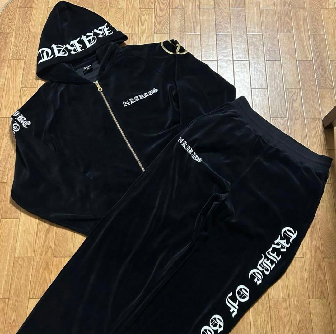24karats ベロア ジャージ セットアップ L ブラック 希少 - メルカリ