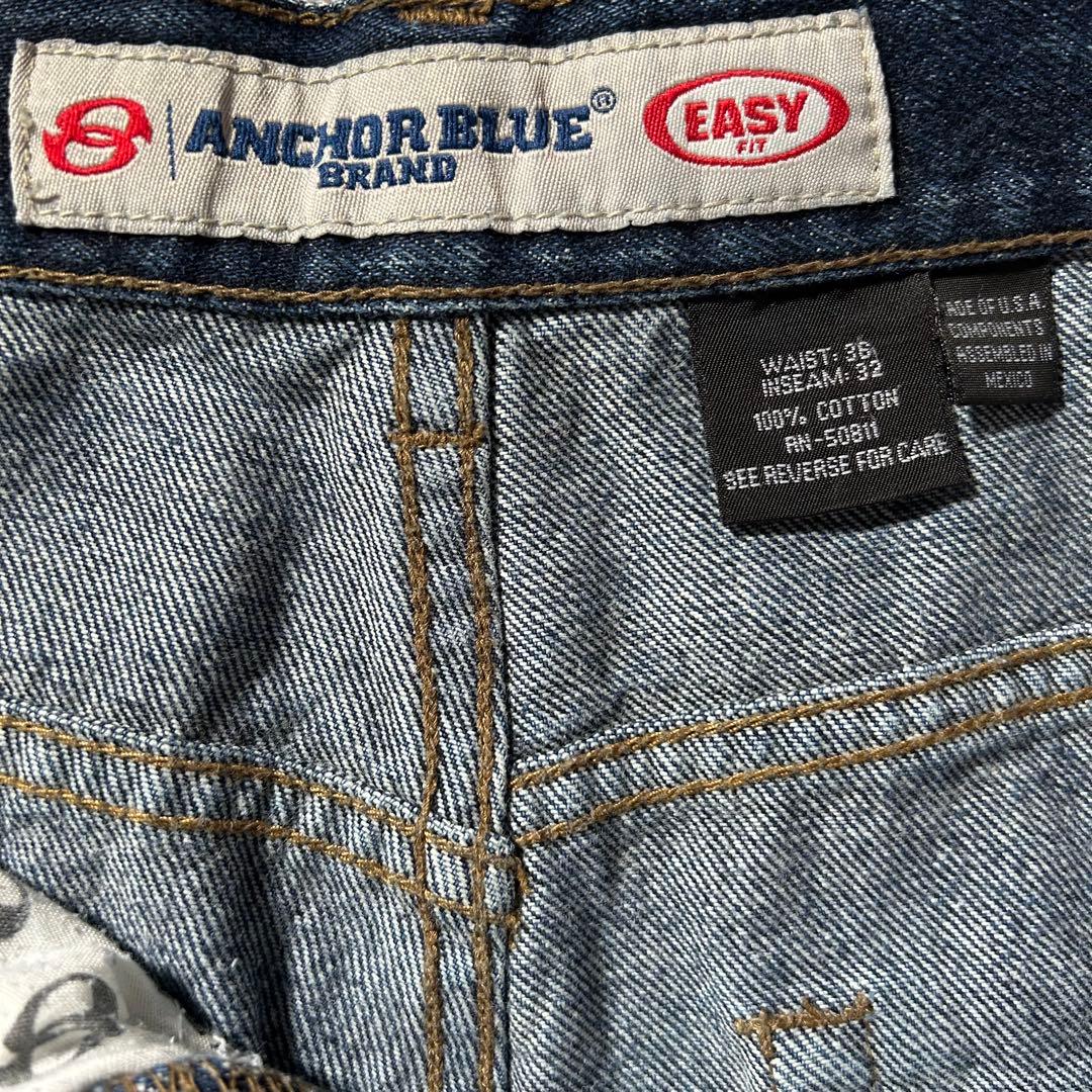 超ワイド!! アンカーブルー バギーデニム W36 極太 ゆるだぼ 00s 古着
