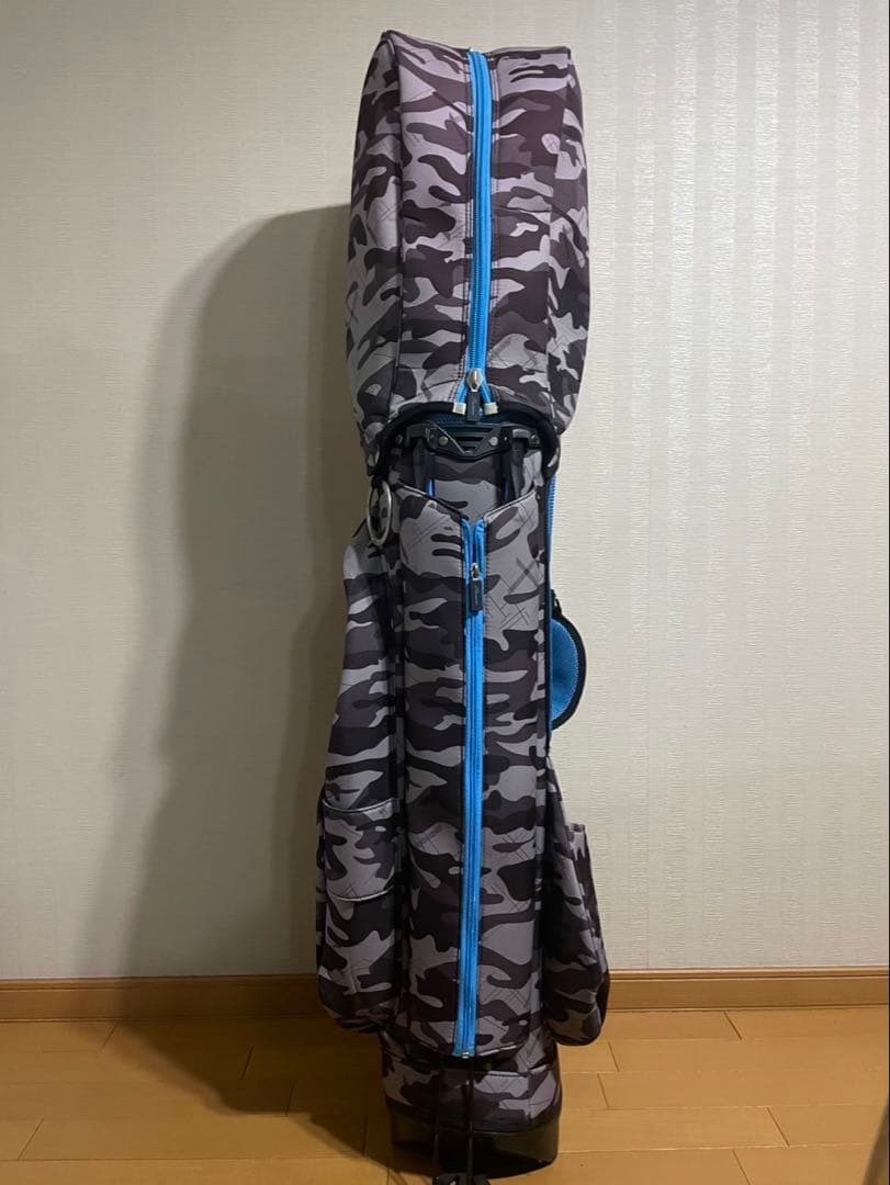 Rivieraキャディバッグ カモフラ柄 グレー×ブルー 個性派 ゴルフバッグ