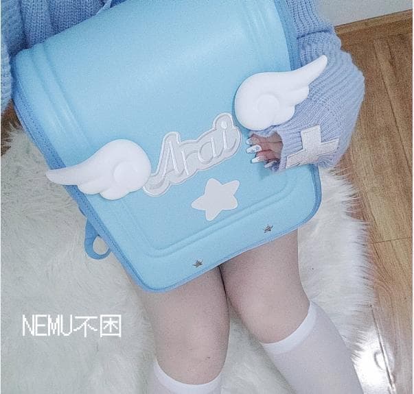 サブカル 水色界隈 天使の羽 ランドセル風リュック light blue 地雷
