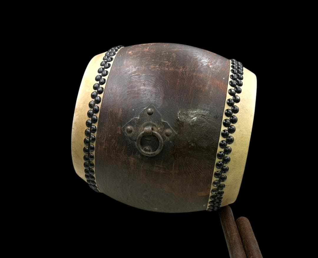 長胴太鼓 和太鼓 皮破れなし くりぬき胴 打面-約35㎝ 胴高-約45㎝ 宮