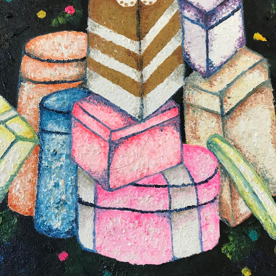 橋本のぞみ「ハッピーライフ ネコ」油絵 F6 額なし 油絵 油画 キャンバス D