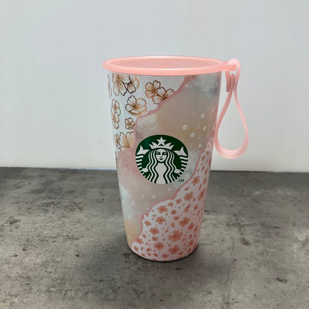 スターバックス2025桜 ストラップカップシェイプステンレスボトル
