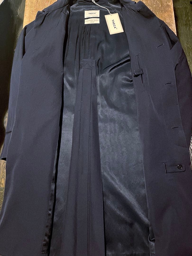 美品 YAECA ヤエカ ステンカラーコートNAVY S タグ付き - メルカリ